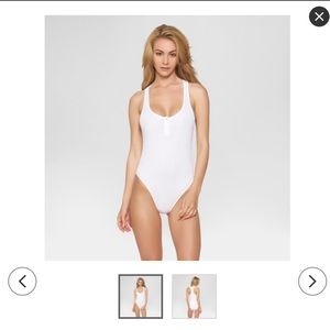 🌸Jezebel White Ribbed Cotton Henley Bodysuit 🌸